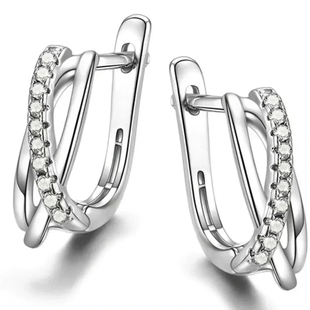 💞 Dainty White Tiny Round CZ Twisted Irregular Stud Earrings, GPMB1432